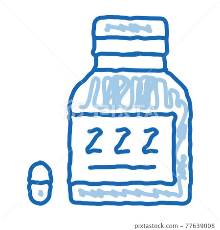 Bottle Insomnia Pills doodle icon hand drawn illustration 77639008