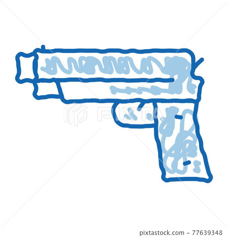 Iron Shooting Gun doodle icon hand drawn illustration 77639348
