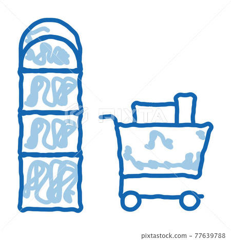 Food Cart near Counters doodle icon hand drawn illustration 77639788