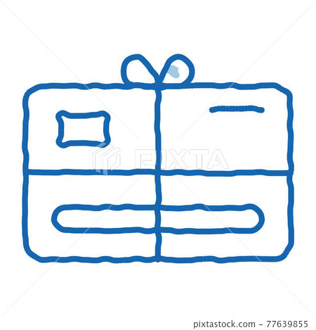 Gift Certificate with Bow doodle icon hand drawn illustration 77639855