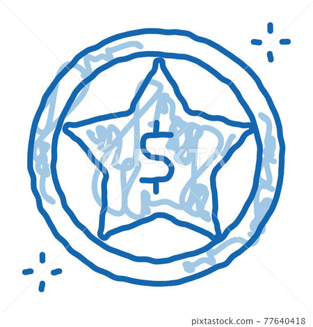 Dollar Star Bonus doodle icon hand drawn illustration 77640418