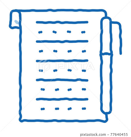 Examination Sheet with Pen doodle icon hand drawn illustration 77640455