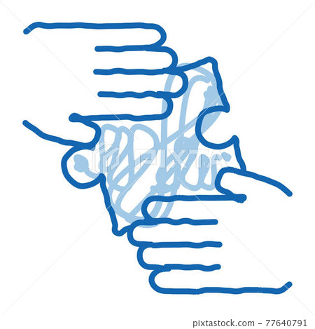 Hands Puzzle doodle icon hand drawn illustration Hands Puzzle doodle icon hand drawn illustration 77640791