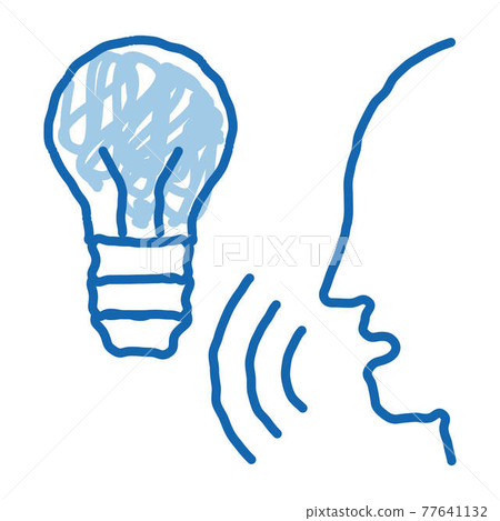 Lightbulb Voice Control doodle icon hand drawn... - Stock Illustration ...