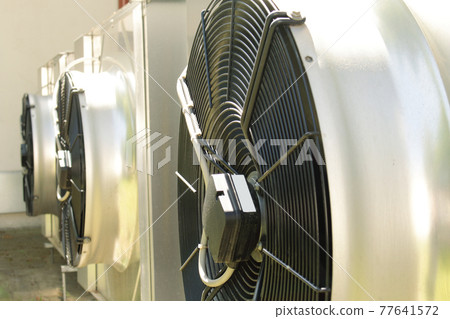 Stainless steel air conditioning exterior fans close up 77641572