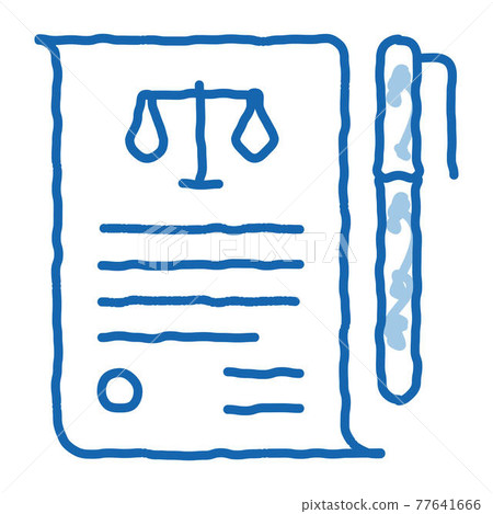 Sheet of Paper and Pen in Court Law And Judgement doodle icon hand drawn illustration 77641666