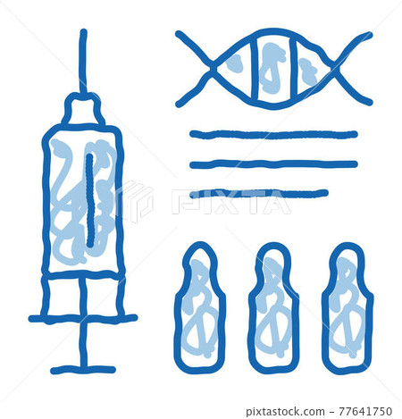 Syringe with Ampoules Biohacking doodle icon hand drawn illustration Syringe with Ampoules Biohacking doodle icon hand drawn illustration 77641750