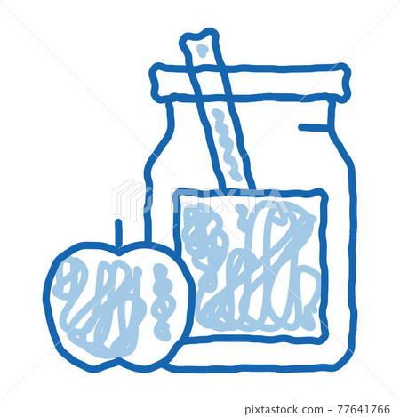 Jar with Healthy Drink and Apple Biohacking doodle icon hand drawn illustration 77641766