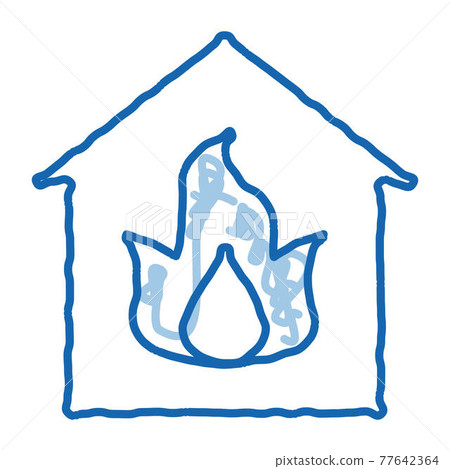 Building And Flame Heating Equipment doodle icon hand drawn illustration 77642364
