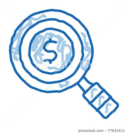 Dollar Sign In Magnifier Glass Center doodle icon hand drawn illustration Dollar Sign In Magnifier Glass Center doodle icon hand drawn illustration 77642412
