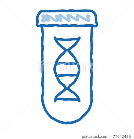Lab Glass Test Tube With Biomaterial doodle icon hand drawn illustration 77642426
