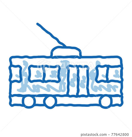 Public Transport Trolley Bus doodle icon hand drawn illustration 77642800
