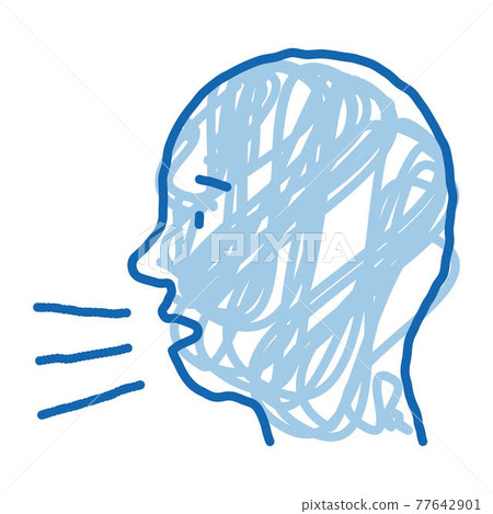 Character Man Sneezing Coughing doodle icon hand drawn illustration 77642901