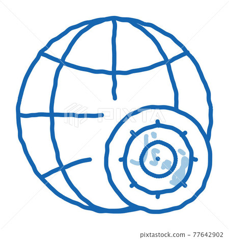 Microscopic Bacterium And Planet doodle icon hand drawn illustration 77642902