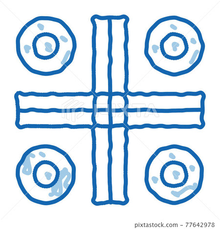 Interactive Kids Ludo Game doodle icon hand drawn illustration 77642978