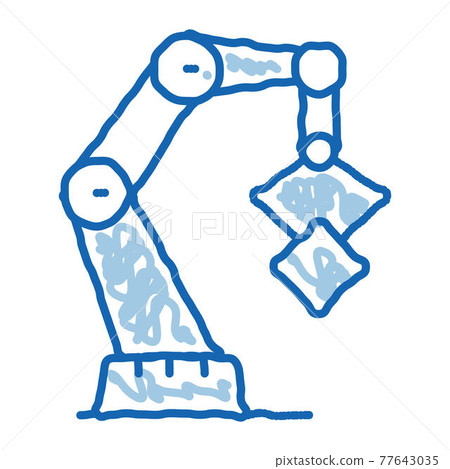 Mechanic Robot Transportation Crane doodle icon hand drawn illustration 77643035
