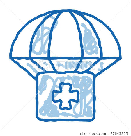 Volunteers Support Parachute doodle icon hand drawn illustration 77643205