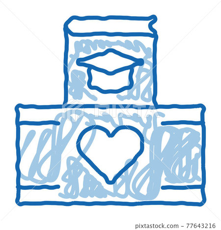 Volunteers Support Study Box doodle icon hand drawn illustration 77643216