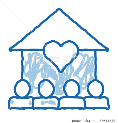 Volunteers Support House doodle icon hand drawn illustration 77643218