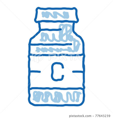 Bottle Vitamin Nutrition doodle icon hand drawn illustration 77643239