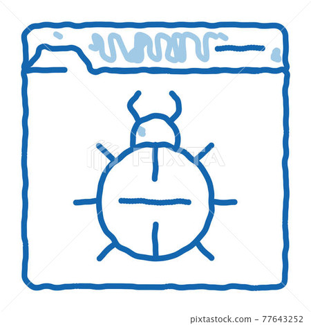 Beetle Bug Code Mistake Or Virus doodle icon hand drawn illustration 77643252