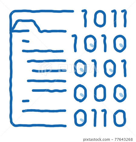 Binary File Coding System doodle icon hand drawn illustration 77643268