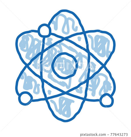 Atom Nucleus And Electron doodle icon hand drawn illustration 77643273