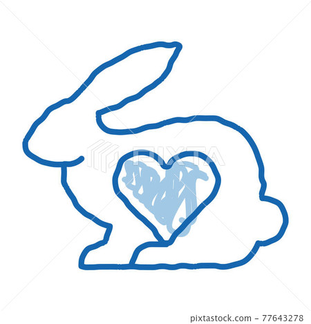 Animal Rabbit And Heart doodle icon hand drawn...-插圖素材