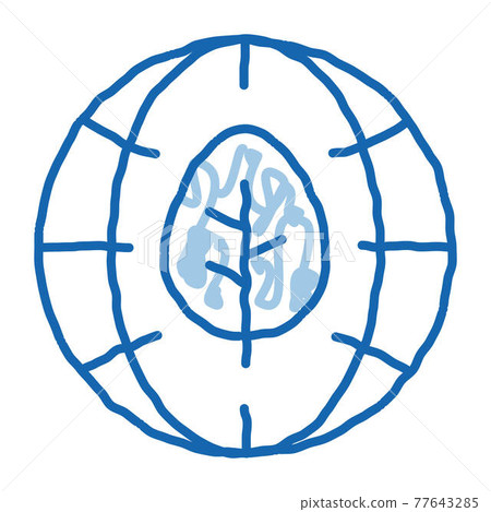 Earth Planet Leaves Tree doodle icon hand drawn illustration 77643285