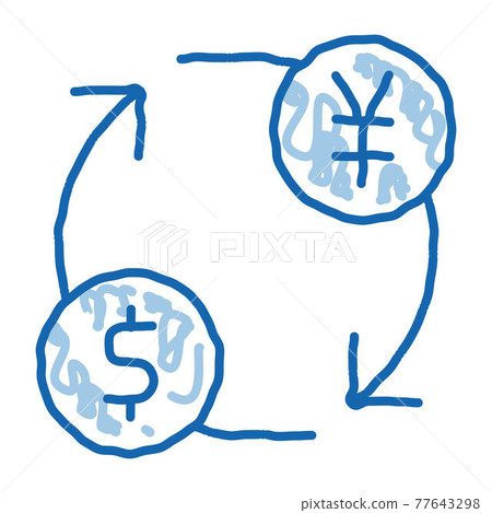 Currency Money Dollar Yen doodle icon hand drawn illustration 77643298