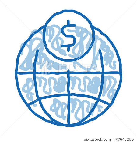 World Payment Coin Transfer doodle icon hand drawn illustration 77643299