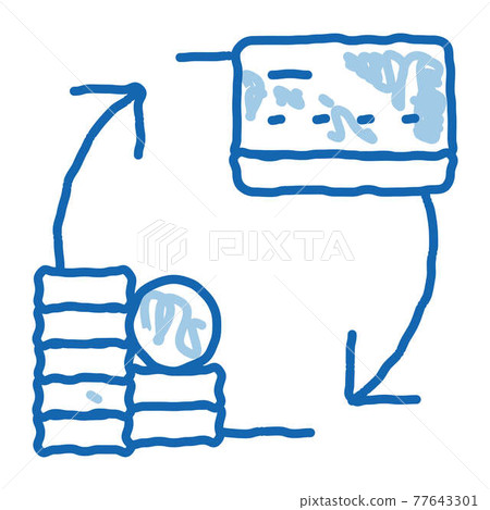 Transaction Money On Card doodle icon hand drawn illustration 77643301