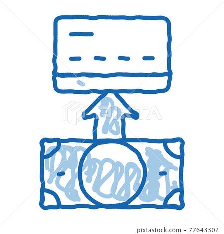 Putting Money Cash On Card doodle icon hand drawn illustration 77643302