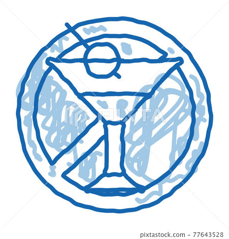 Allergen Free Sign Alcohol doodle icon hand drawn illustration 77643528