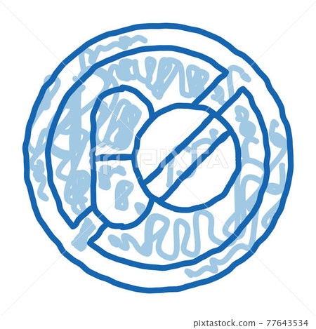 Allergen Free Sign Medicine doodle icon hand drawn illustration 77643534