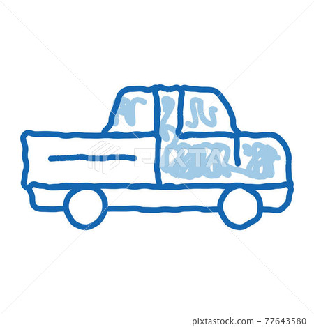 Agricultural Pickup Cargo doodle icon hand drawn illustration 77643580