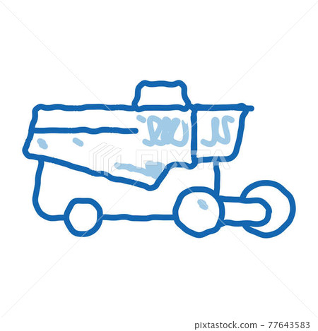 Reaping Harvester Vehicle doodle icon hand drawn illustration 77643583