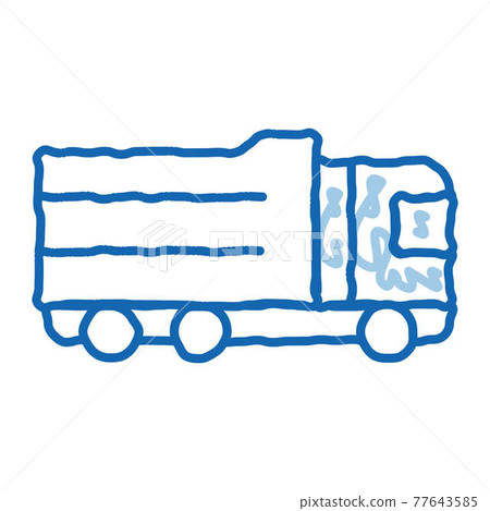 Agricultural Big Cargo Truck doodle icon hand drawn illustration 77643585