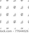 Doodle simple vector seamless pattern of hand-drawn peonies. Seamless pattern of hand-drawn peonies. Isolated on white background. 77644026