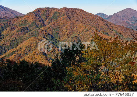 從久岐山的山脊看秋天的高川山 77646837