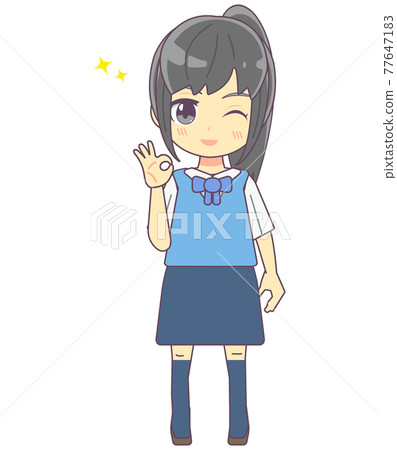 眨眼的微笑OL樣女人的插圖素材 77647183