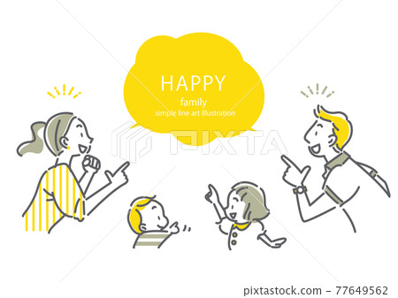 簡約時尚的線描插畫框架風格的家庭要注意 77649562