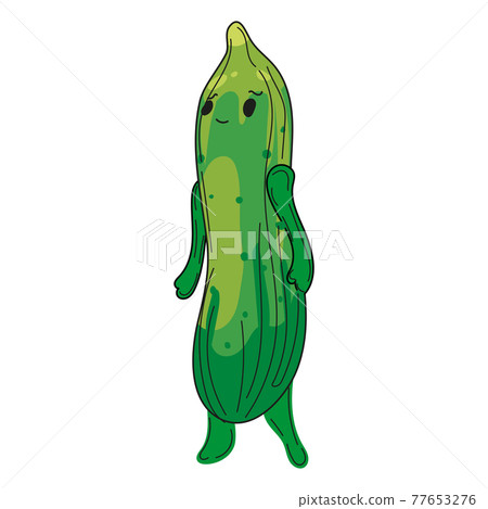 Cucumber hand dawn sketch fruit cute character cartoon. Vector illustration 77653276
