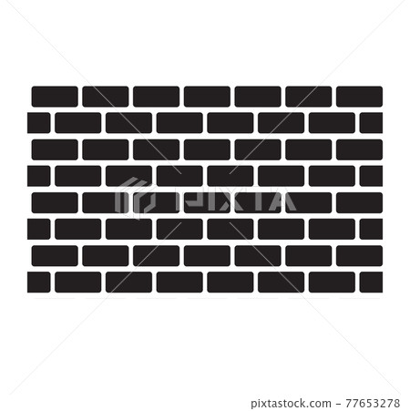 wall brick icon white background. wall sign. black brick wall seamless background. flat style.  77653278