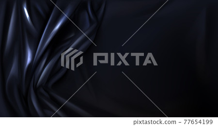 Black silk, latex folded cloth background, textile 77654199
