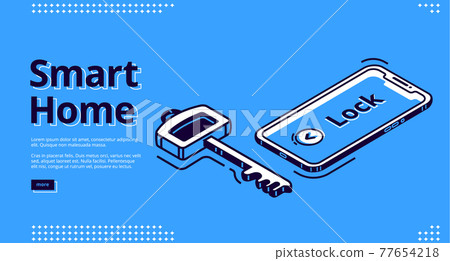 Landing page of smart home key, mobile phone icon 77654218
