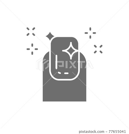 Glossy finish nail polish, manicure salon gray icon. 77655041