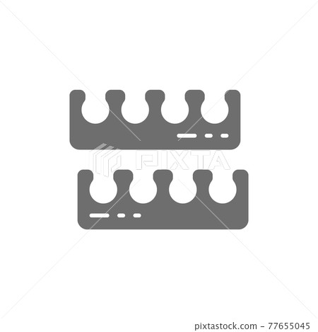 Manicure and pedicure toe separators, nail salon service gray icon. Manicure and pedicure toe separators, nail salon service gray icon. 77655045