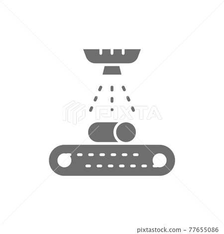 Cleaning and painting metals on conveyor belt, cooling gray icon. 77655086