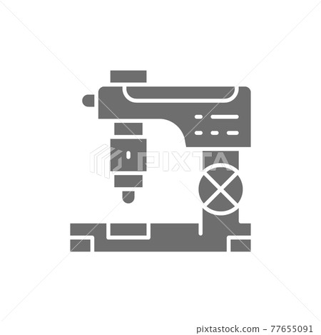 Cnc milling machine, laser metal cutting, engraving machine gray icon. Cnc milling machine, laser metal cutting, engraving machine gray icon. 77655091